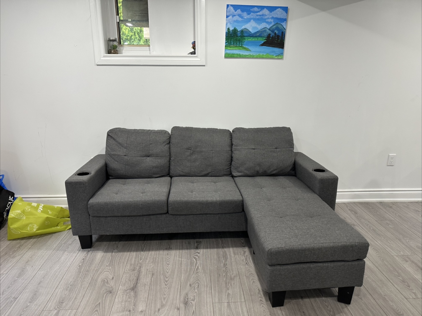 L shape 3 seater Sofa with Cup Holders