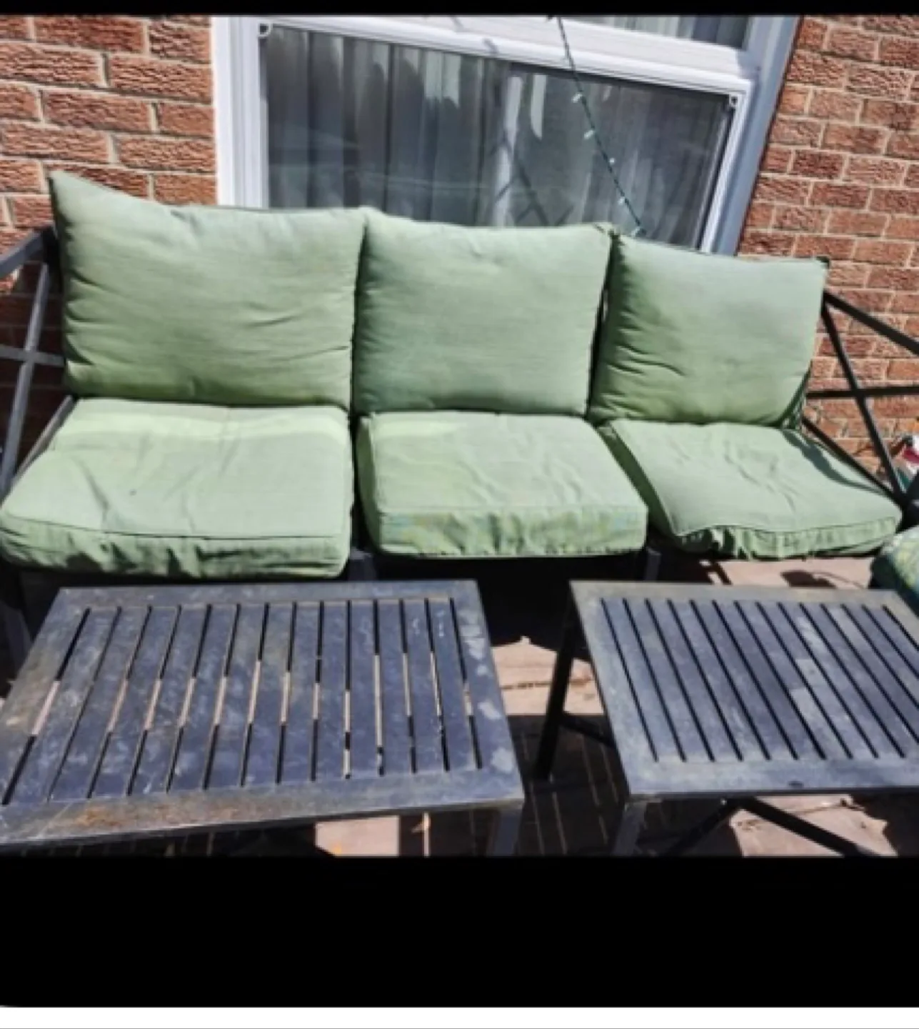 Metal outdoor 3 seater and table thumbnail