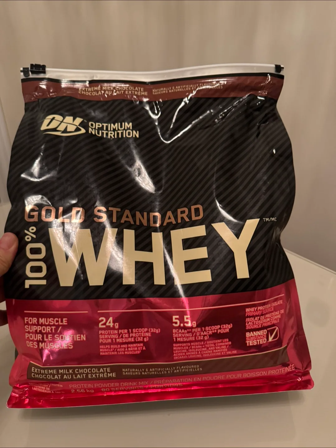 Optimum Nutrition Gold Standard 100% Whey Protein Shake (2.56kg) thumbnail