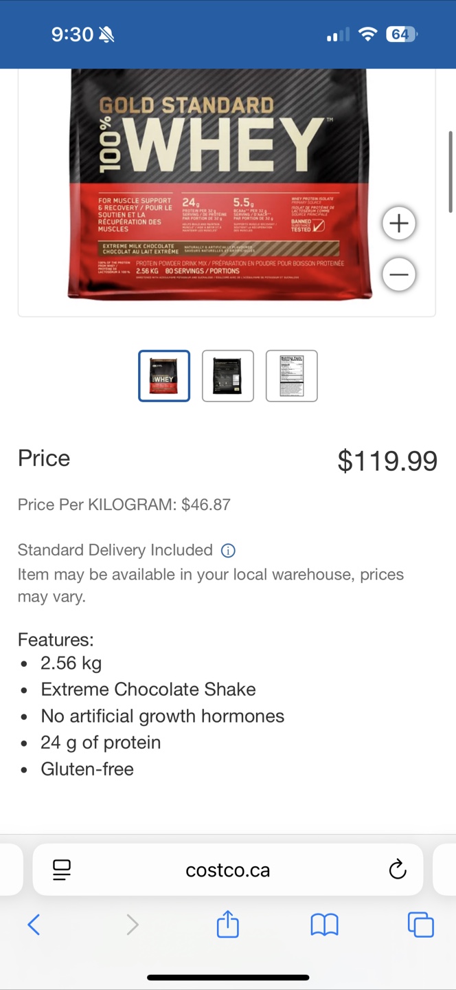 Optimum Nutrition Gold Standard 100% Whey Protein Shake (2.56kg) - photo 3