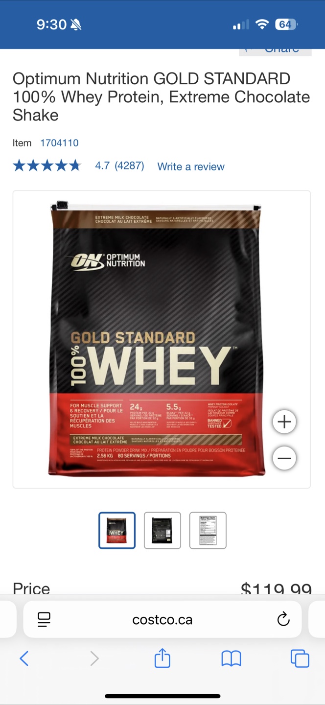 Optimum Nutrition Gold Standard 100% Whey Protein Shake (2.56kg) - photo 2