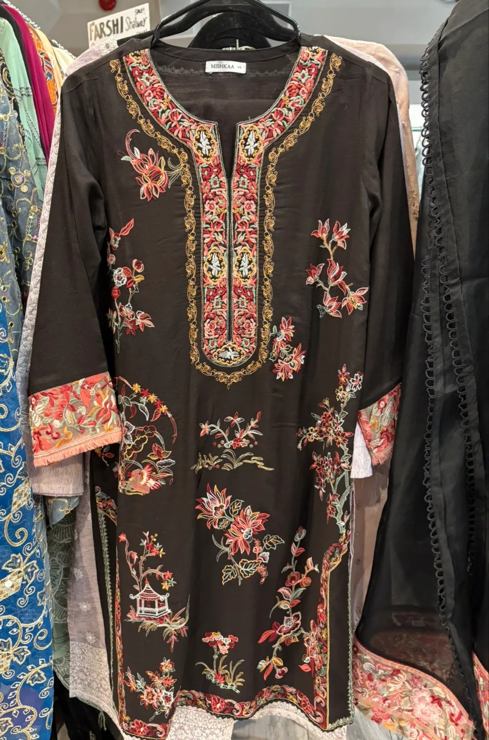 Mishkaa Black Embroidered Kurti and Pants Set thumbnail