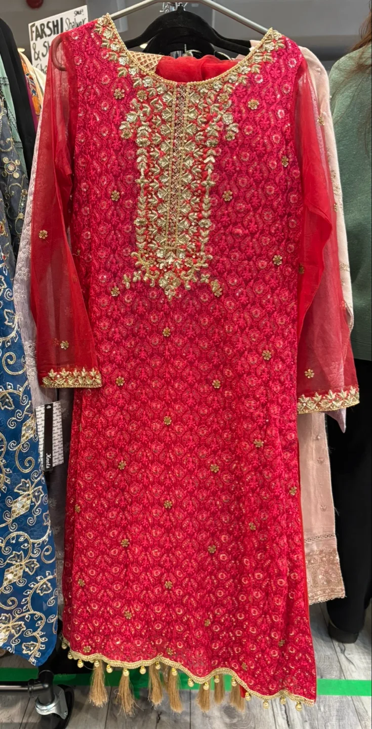 3 Piece Red Pakistani Suit thumbnail
