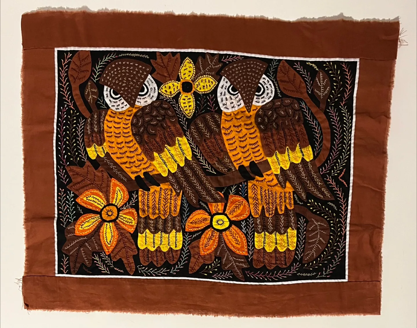 Handmade Kuna Mola handmade Panamanian Owl Wall Hanging image indicator(3)