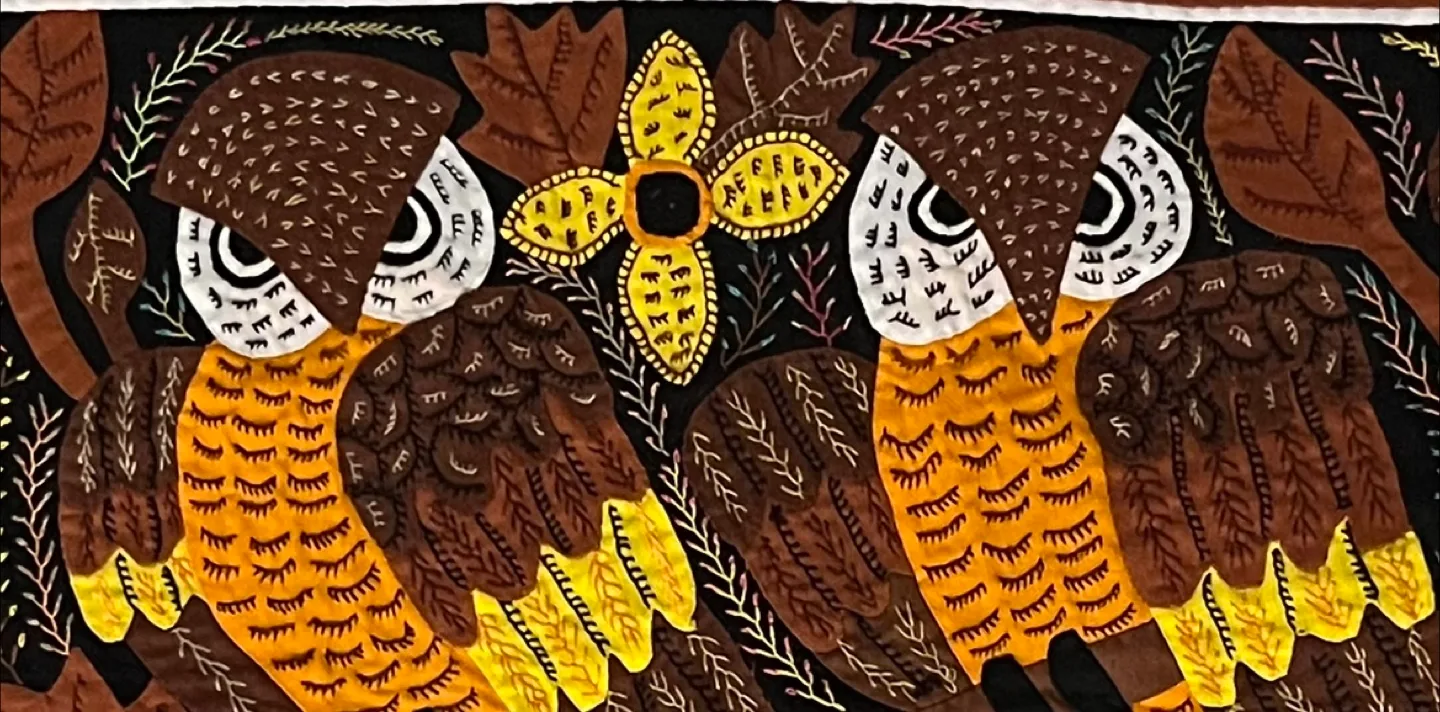 Handmade Kuna Mola handmade Panamanian Owl Wall Hanging image indicator(5)