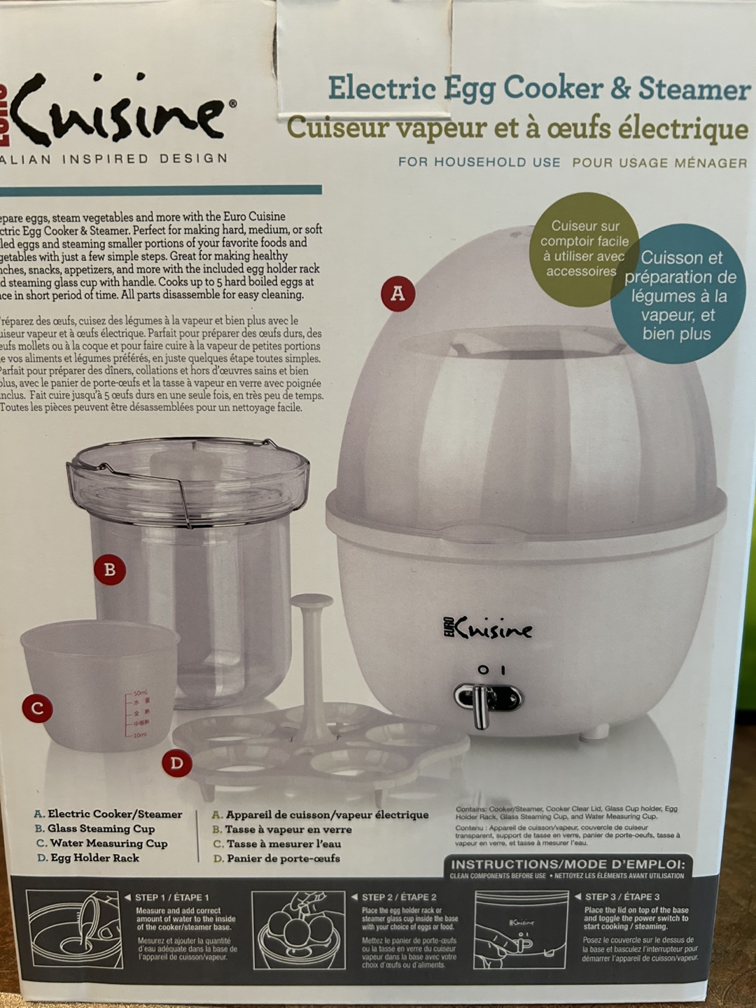 Euro Cuisine Electric Egg Cooker & Steamer - photo 2