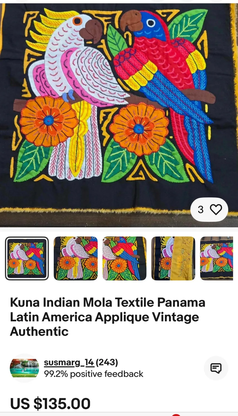 Handmade Kuna Mola handmade Panamanian Owl Wall Hanging image indicator(6)