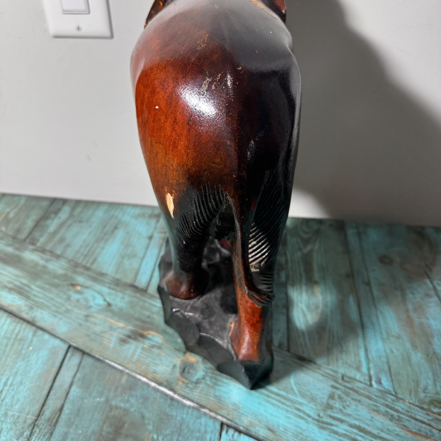 Vintage hand carved wooden elephant - photo 5
