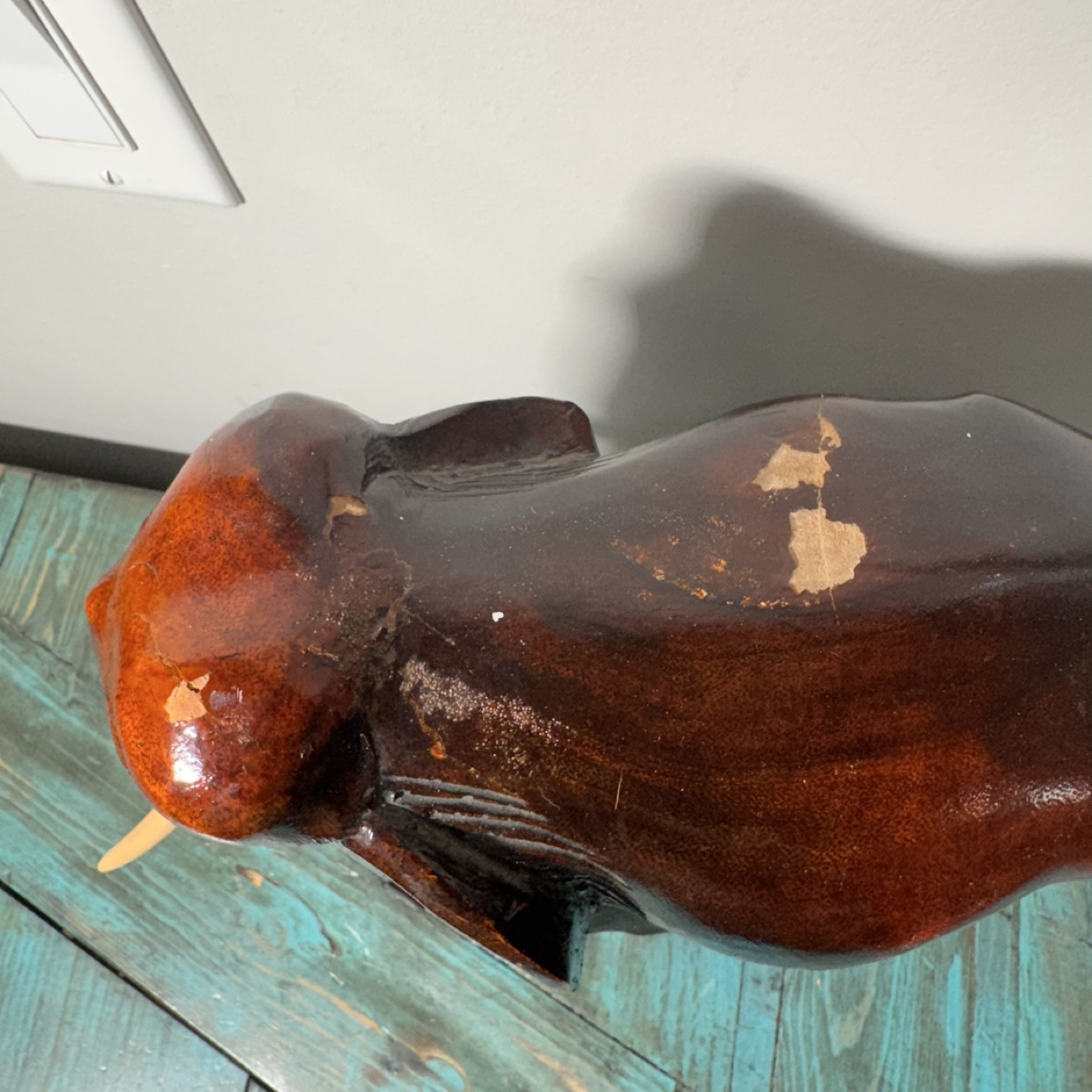 Vintage hand carved wooden elephant - photo 3