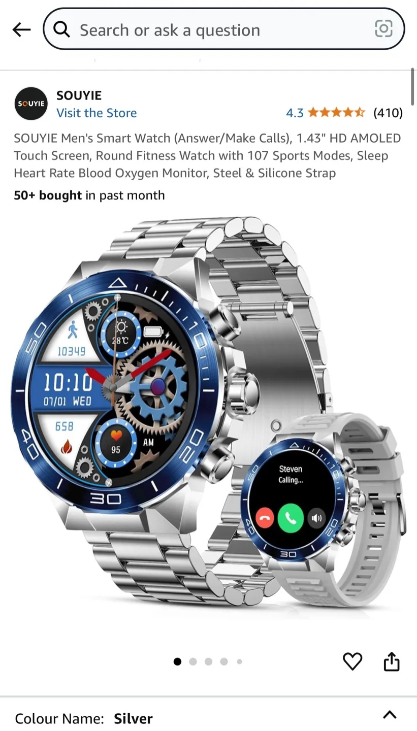 New Men's Smart Watch for Workout, Gym, daily uses image indicator(7)