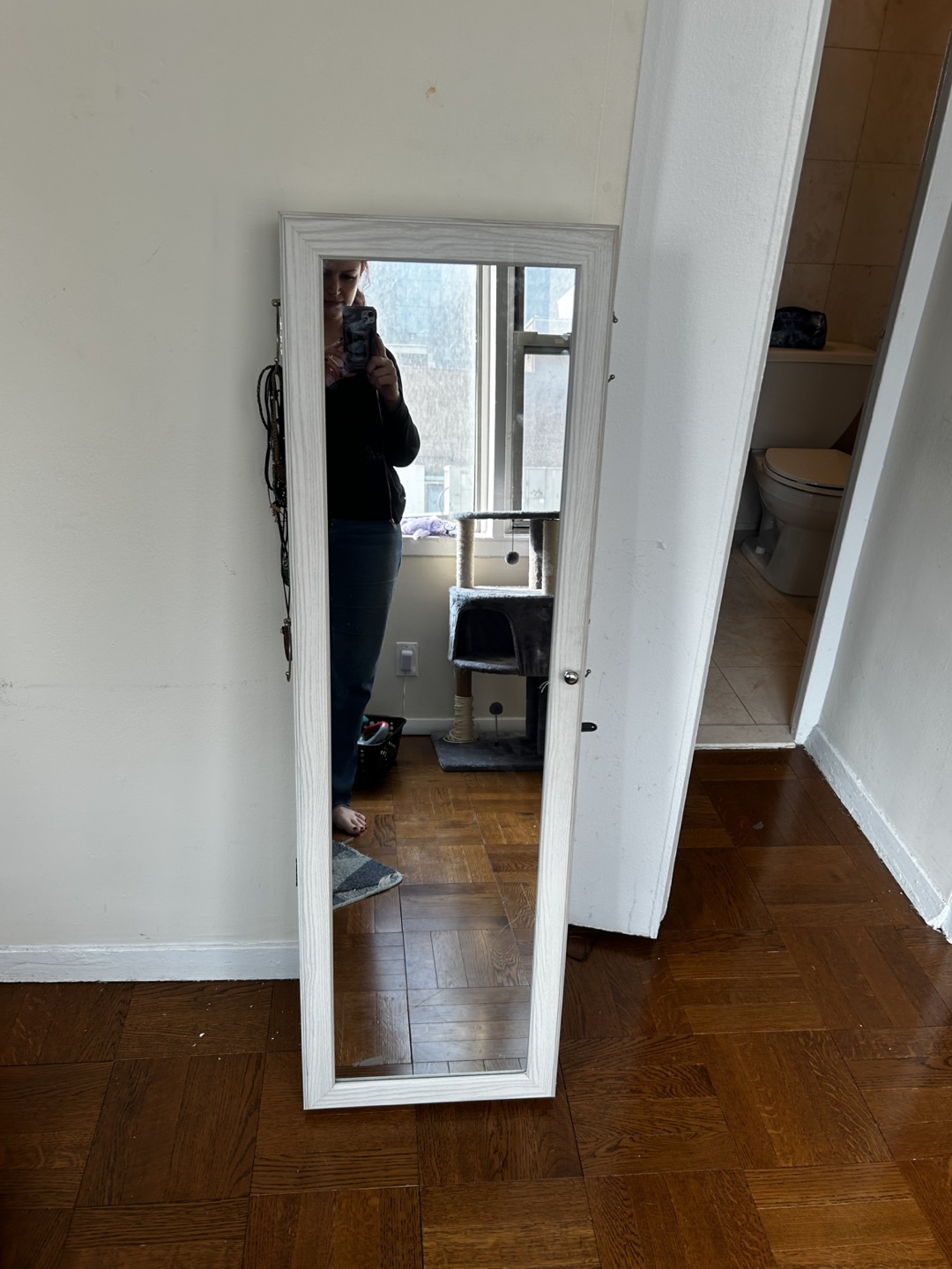 Wooden Jewelry Mirror Armoire