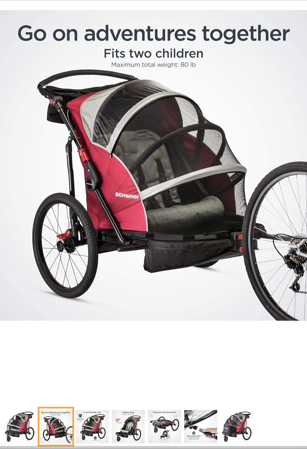 Schwinn Joyrider Two Seat Bike Trailer - photo 3