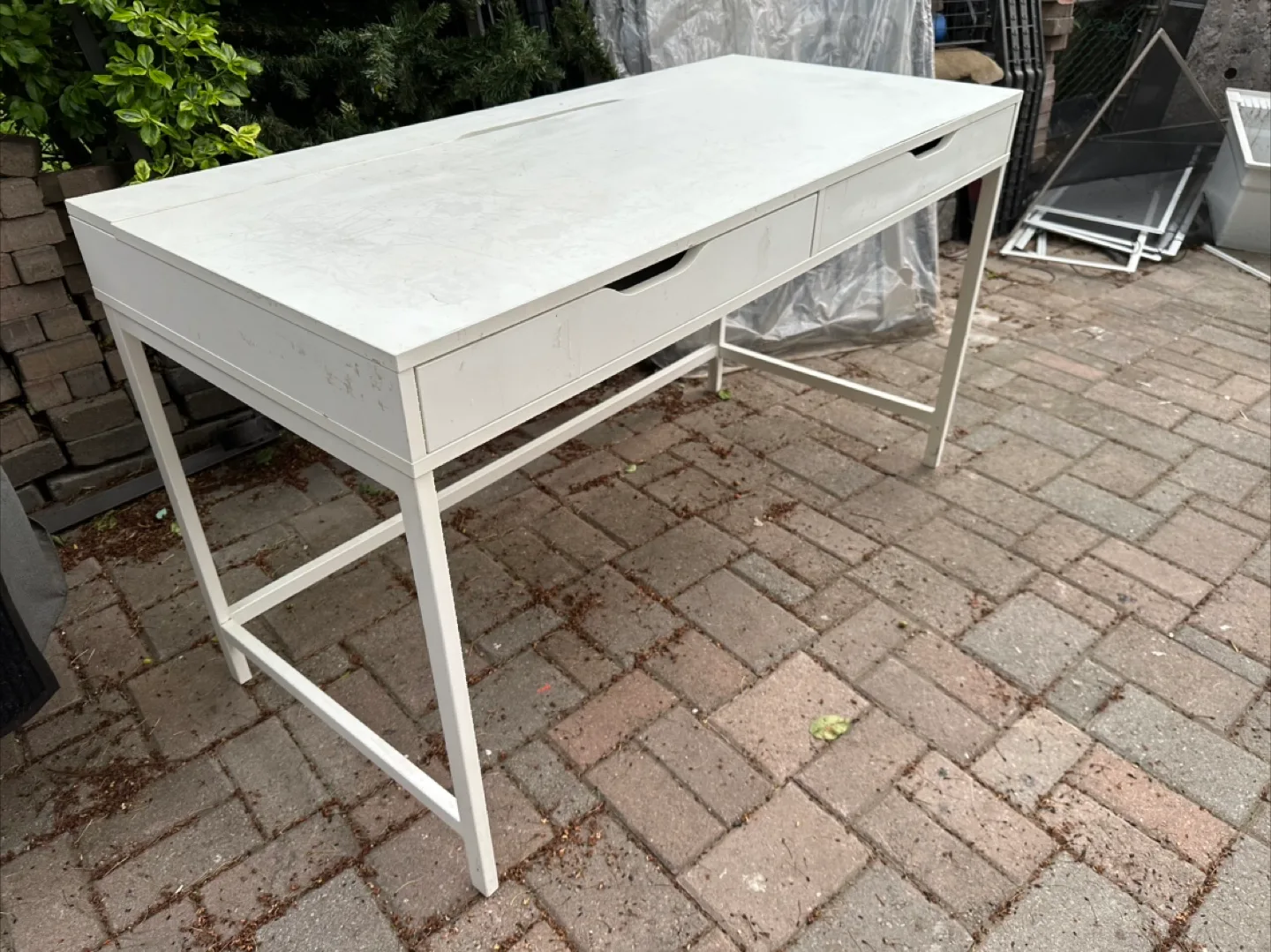 White Desk with Flip Top and 2 Drawers thumbnail