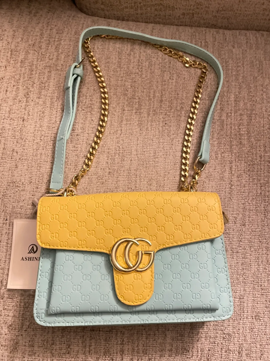 Ashini Yellow and Blue Shoulder Bag thumbnail