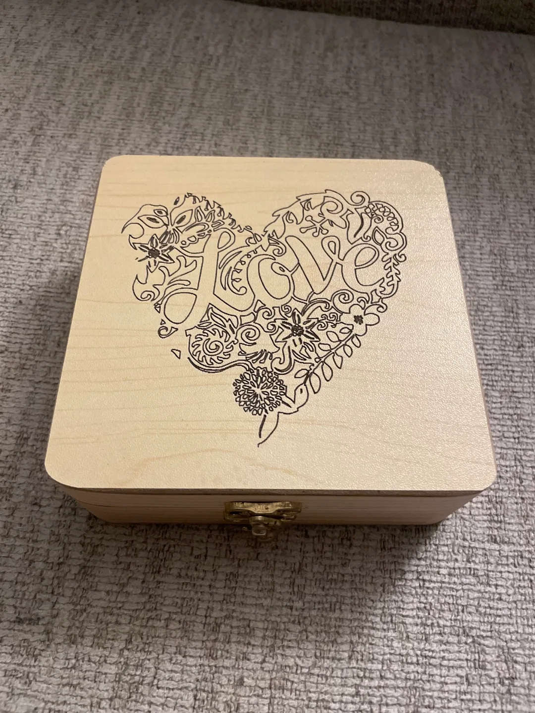 Wooden Box with Heart Design thumbnail