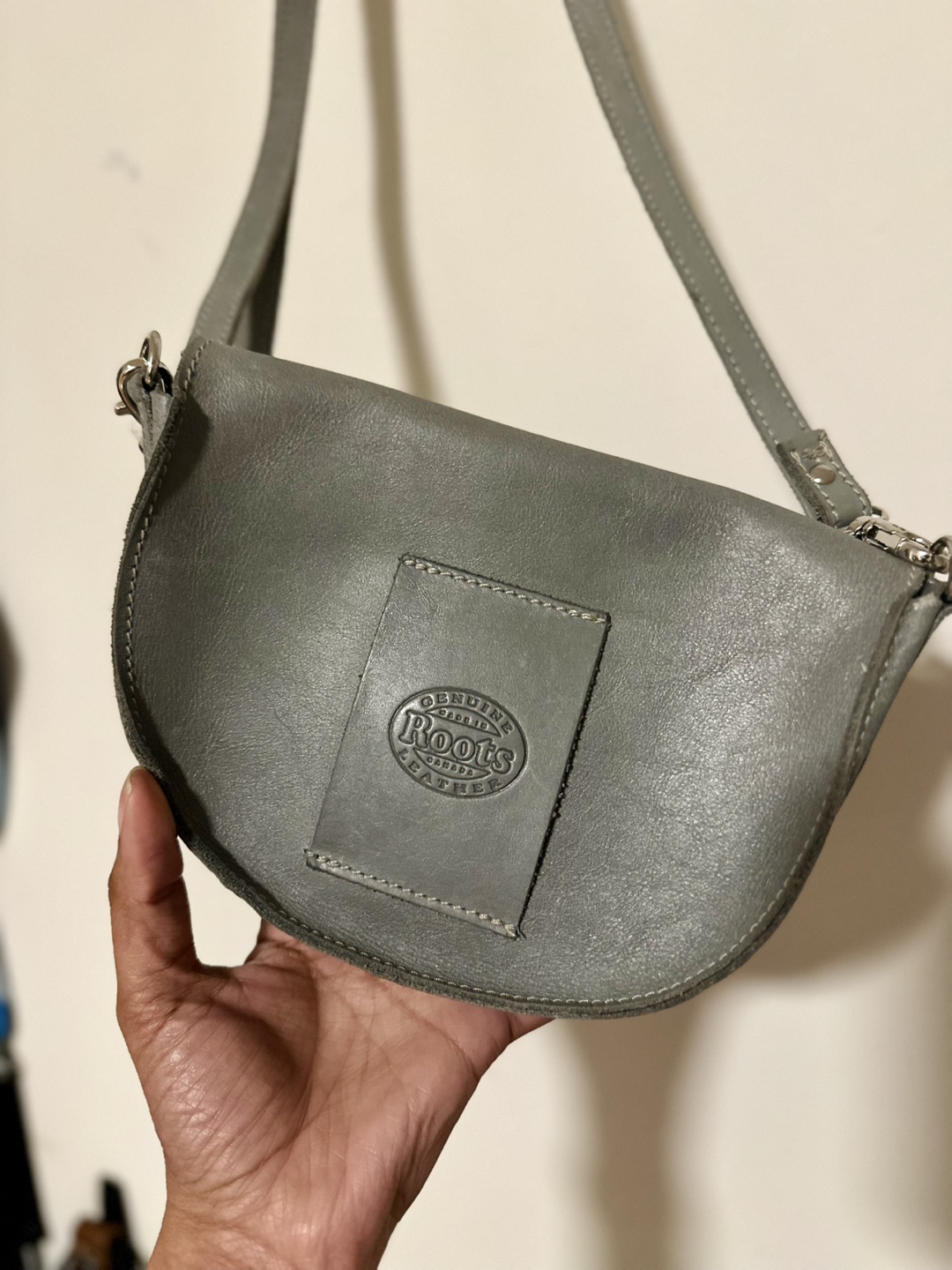 Genuine Leather Grey Crossbody Bag - photo 3