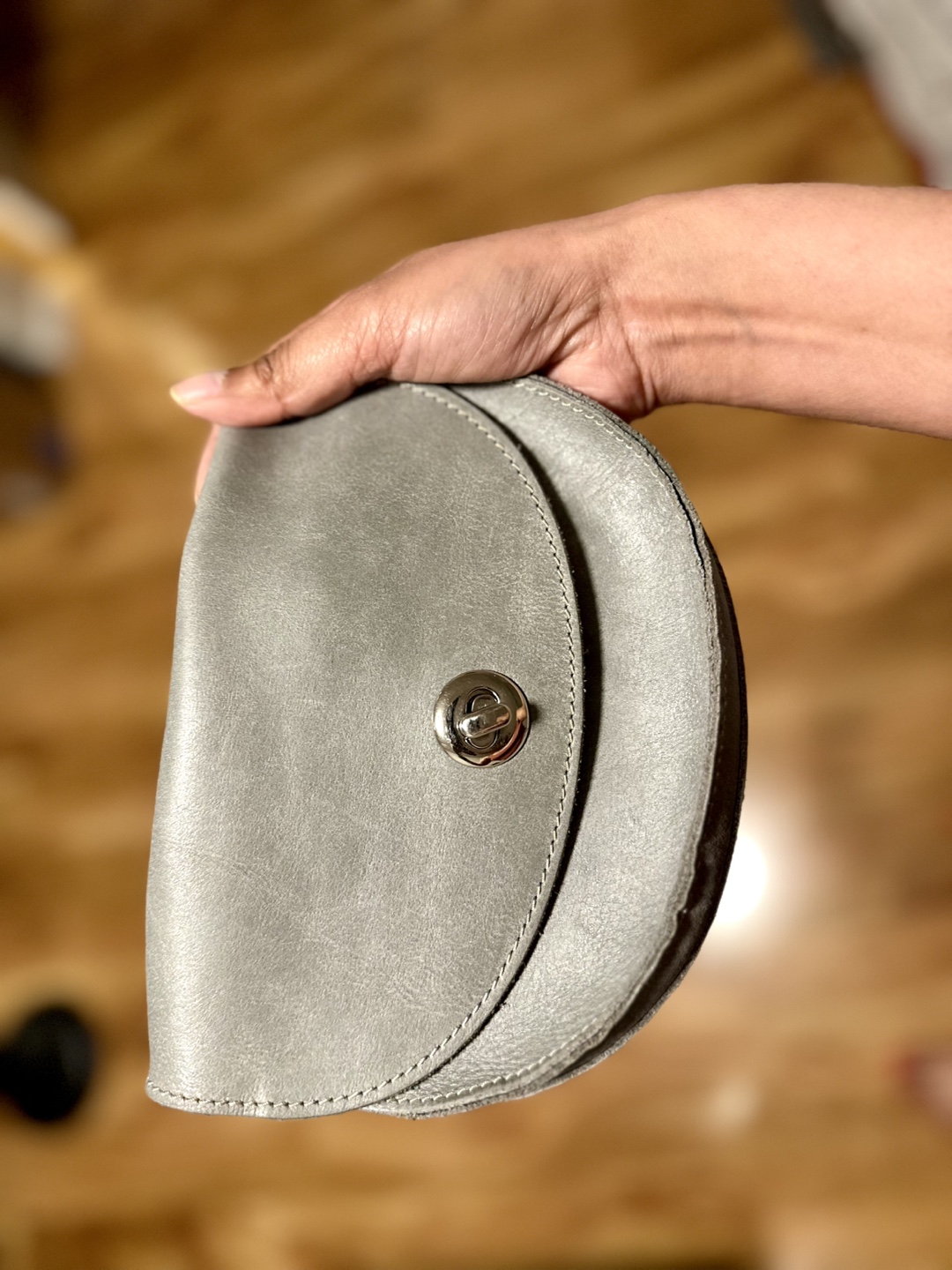 Genuine Leather Grey Crossbody Bag - photo 2