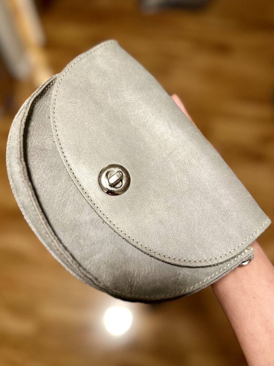 Genuine Leather Grey Crossbody Bag
