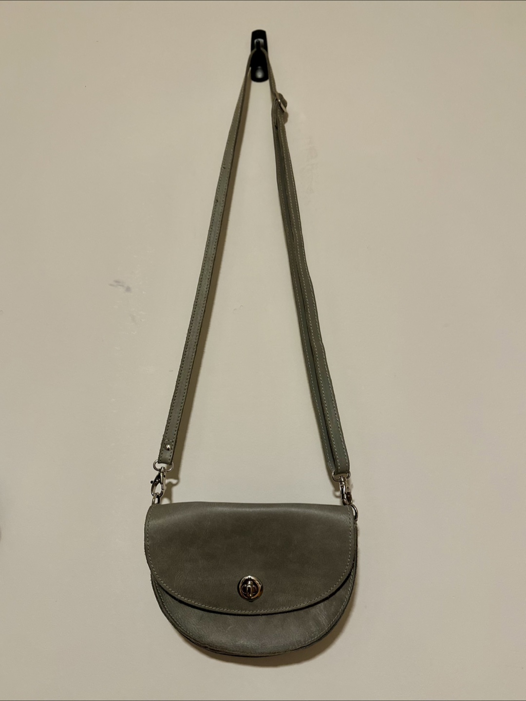 Genuine Leather Grey Crossbody Bag - photo 5