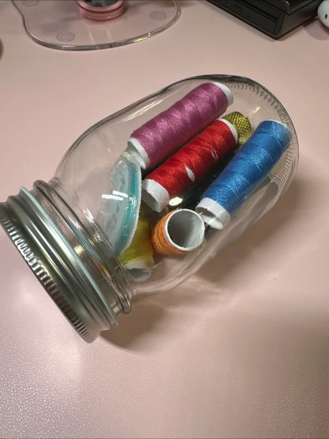 Mason Jar with Spools of Thread thumbnail