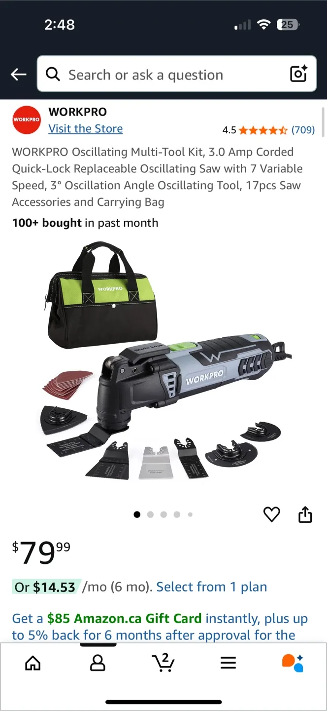 $50 OBO Workpro Oscillating Muti-Tool Kit thumbnail