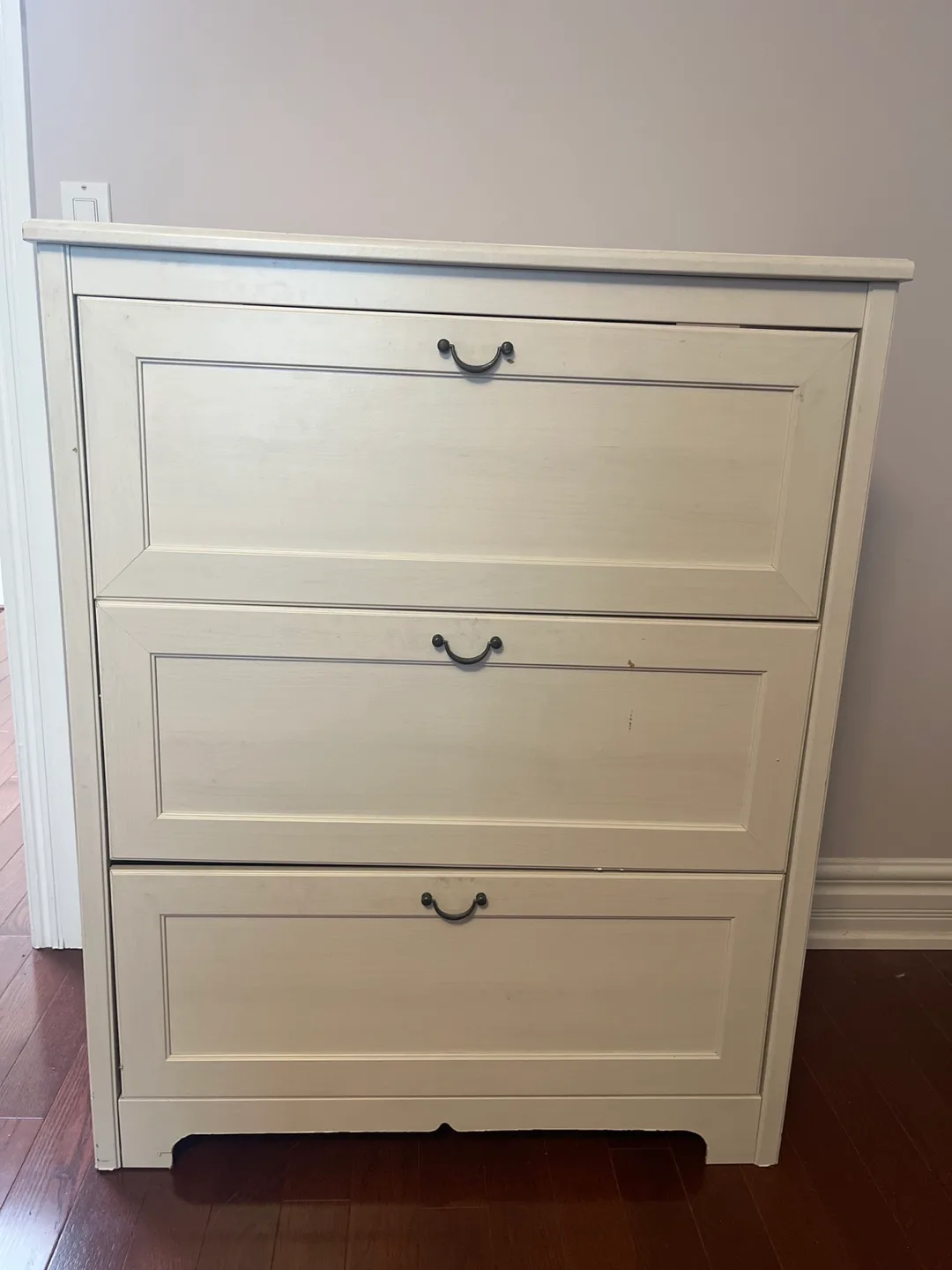 Moving Sale | White Three-Drawer Chest thumbnail