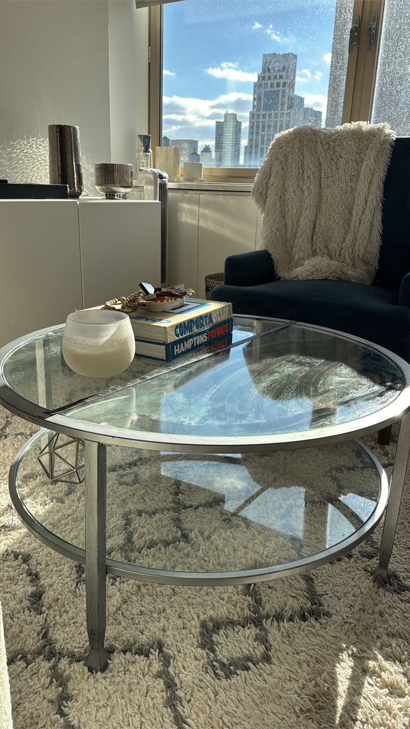 Round Coffee Table with Glass Top