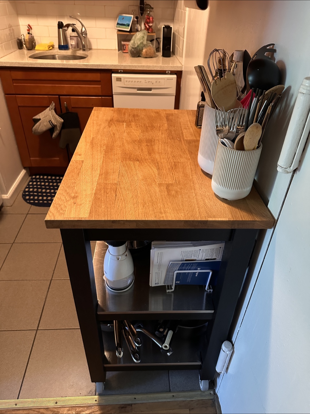 Kitchen Cart with Wooden Countertop - photo 2