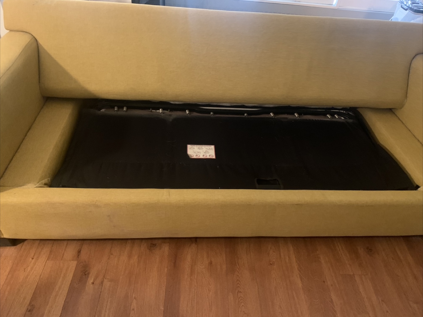 Yellow Sofa Bed with queen mattress - photo 2