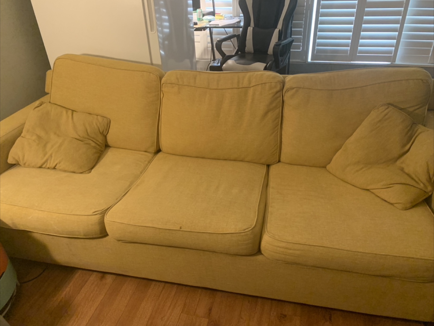 Yellow Sofa Bed with queen mattress
