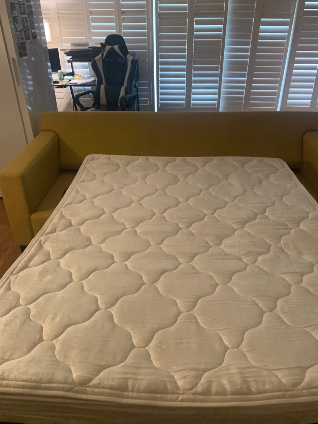 Yellow Sofa Bed with queen mattress image indicator(3)