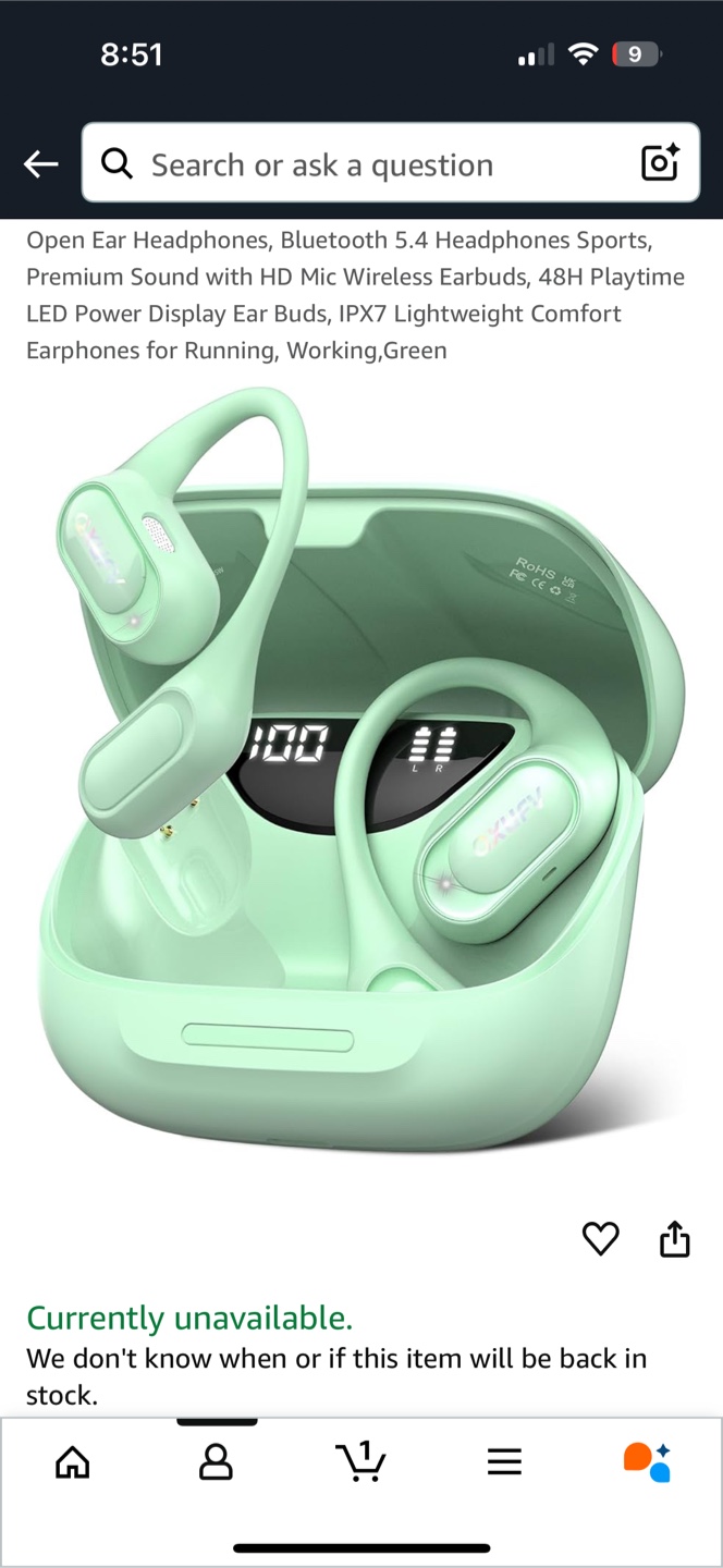 NEW Sealed Box Mint Green Wireless Headphones / PU Fort Garry