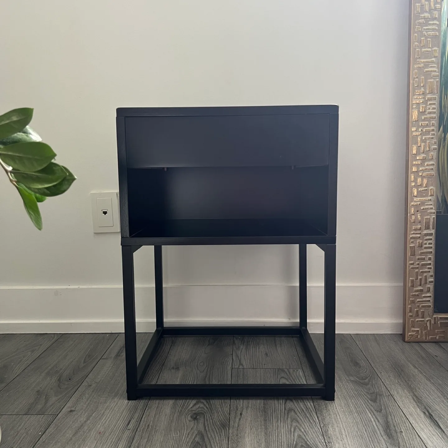 Black Nightstand with Drawer thumbnail