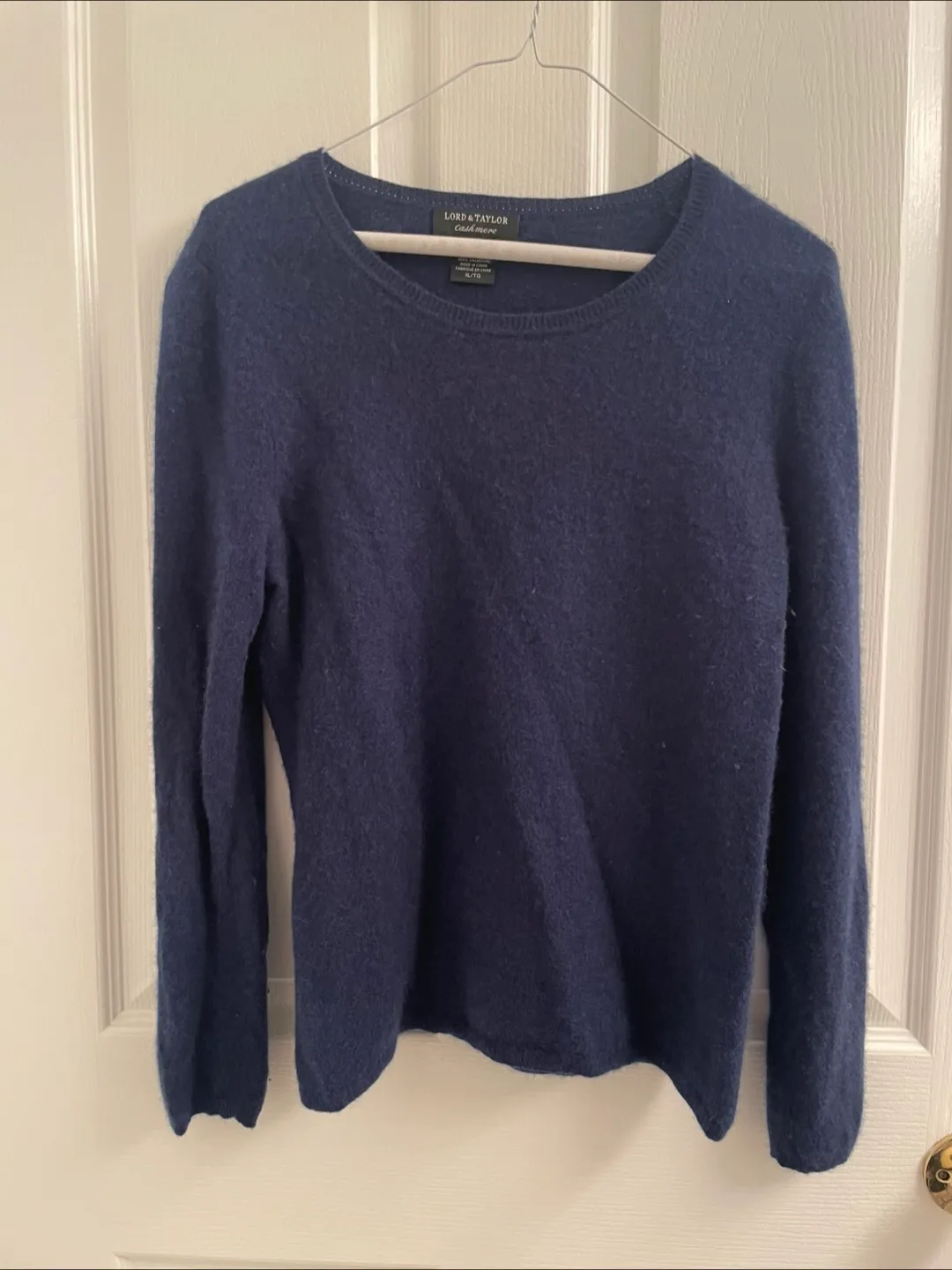 Lord & Taylor Navy Blue Cashmere Sweater thumbnail