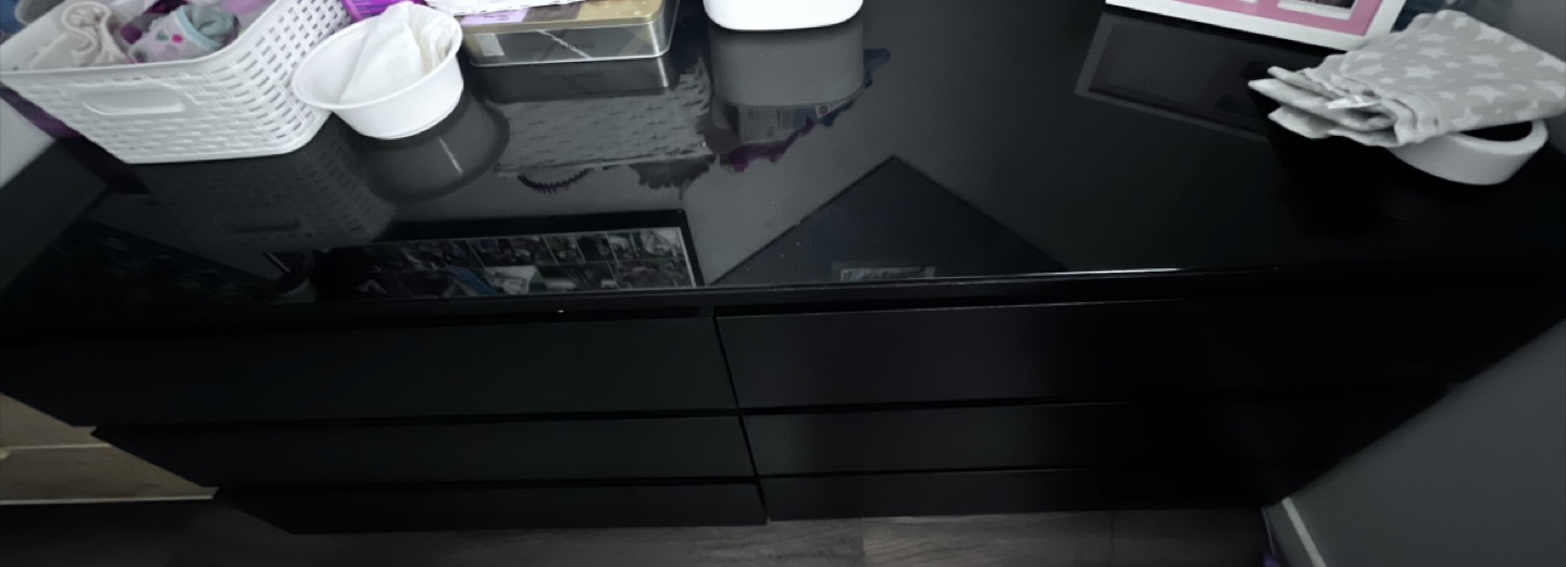 Ikea Malm Black Dresser with Six Drawers Glass Top - photo 3