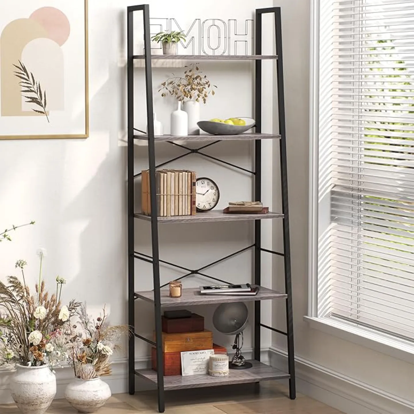 Bookshelf – 5-Tier Ladder Style, Modern & Space-Saving image indicator(4)