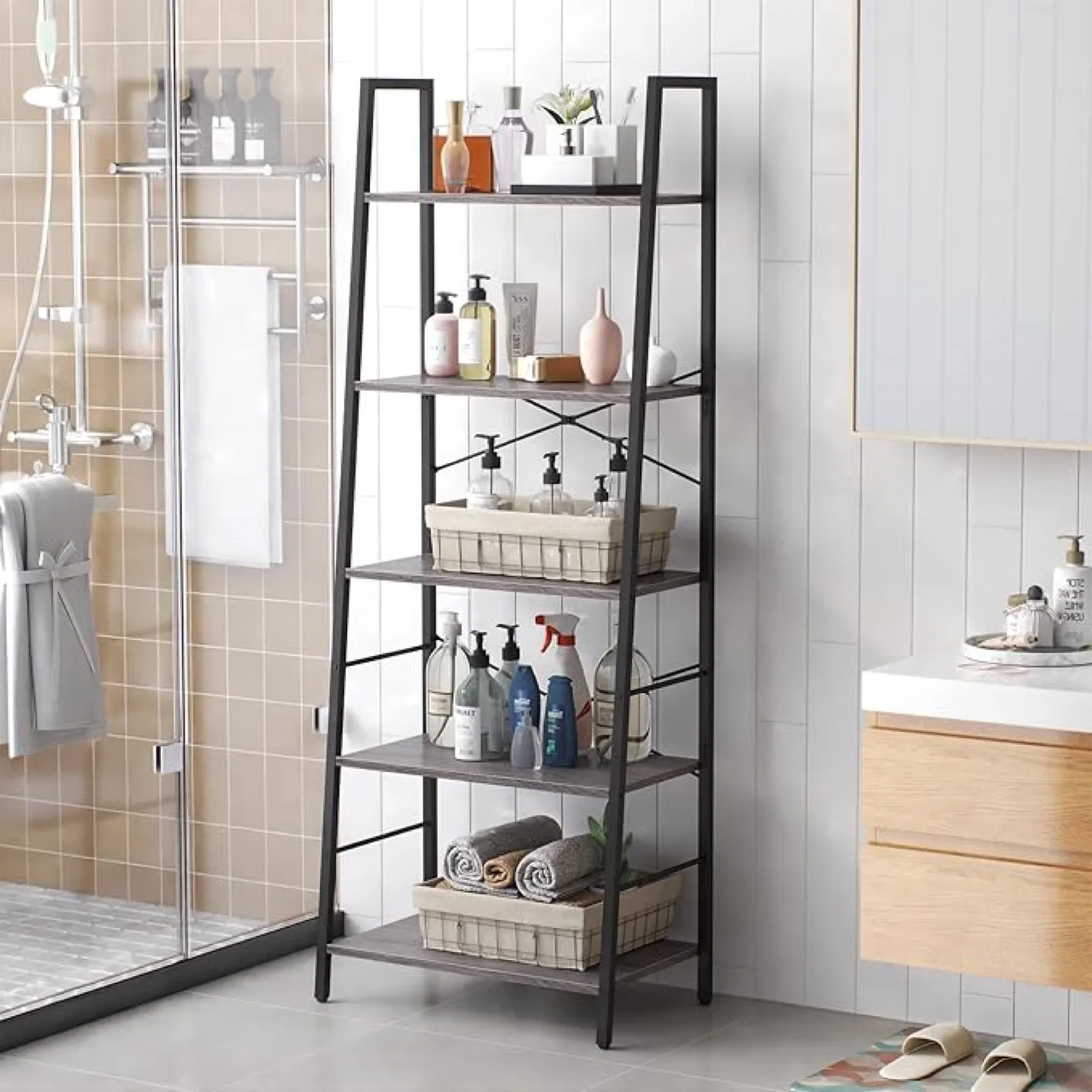 Bookshelf – 5-Tier Ladder Style, Modern & Space-Saving image indicator(8)