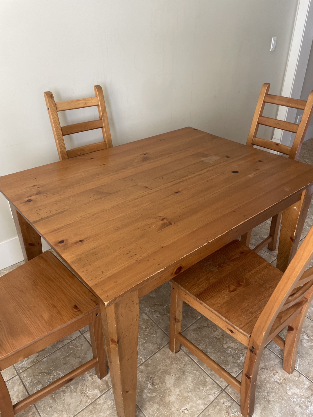 Wooden Dining Table with Four Chairs