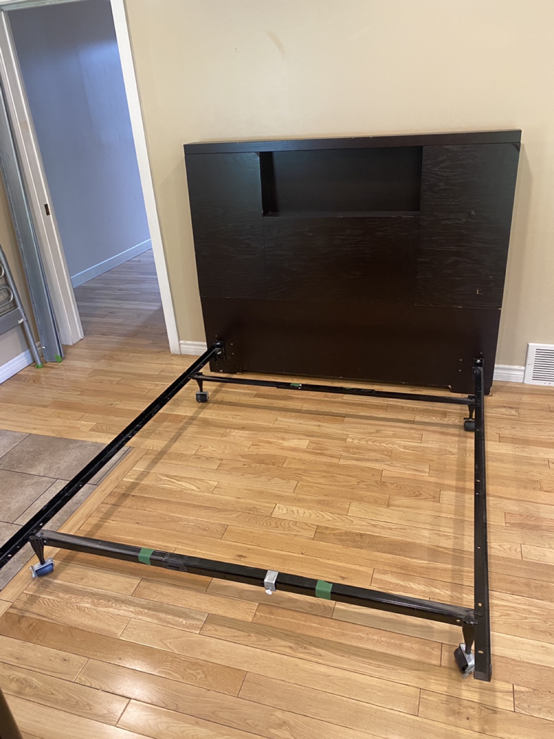 Dark Queen Bed Frame & Boxspring (CAN DELIVER)