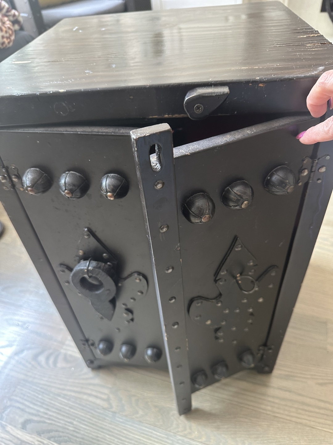 Black Wooden Storage Chest - photo 2