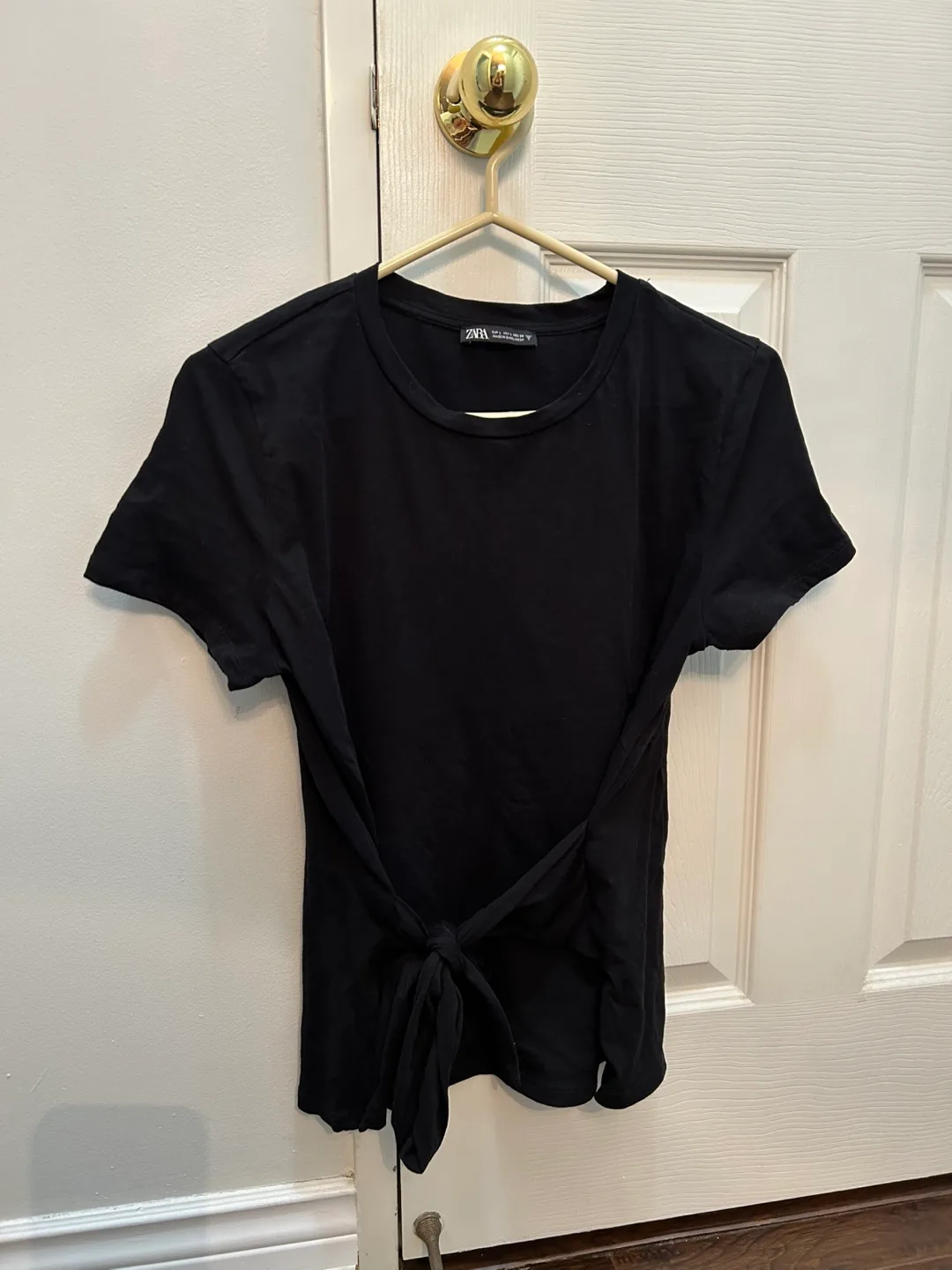ZARA Black Tie Front Short Sleeve Top - New image indicator(2)