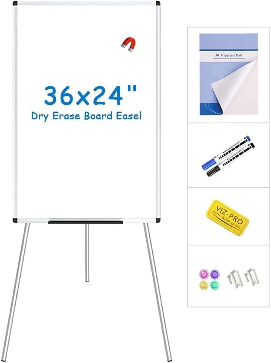 Whiteboard Easel – 36x24" with Flip Chart, Markers & Accessories image indicator(5)