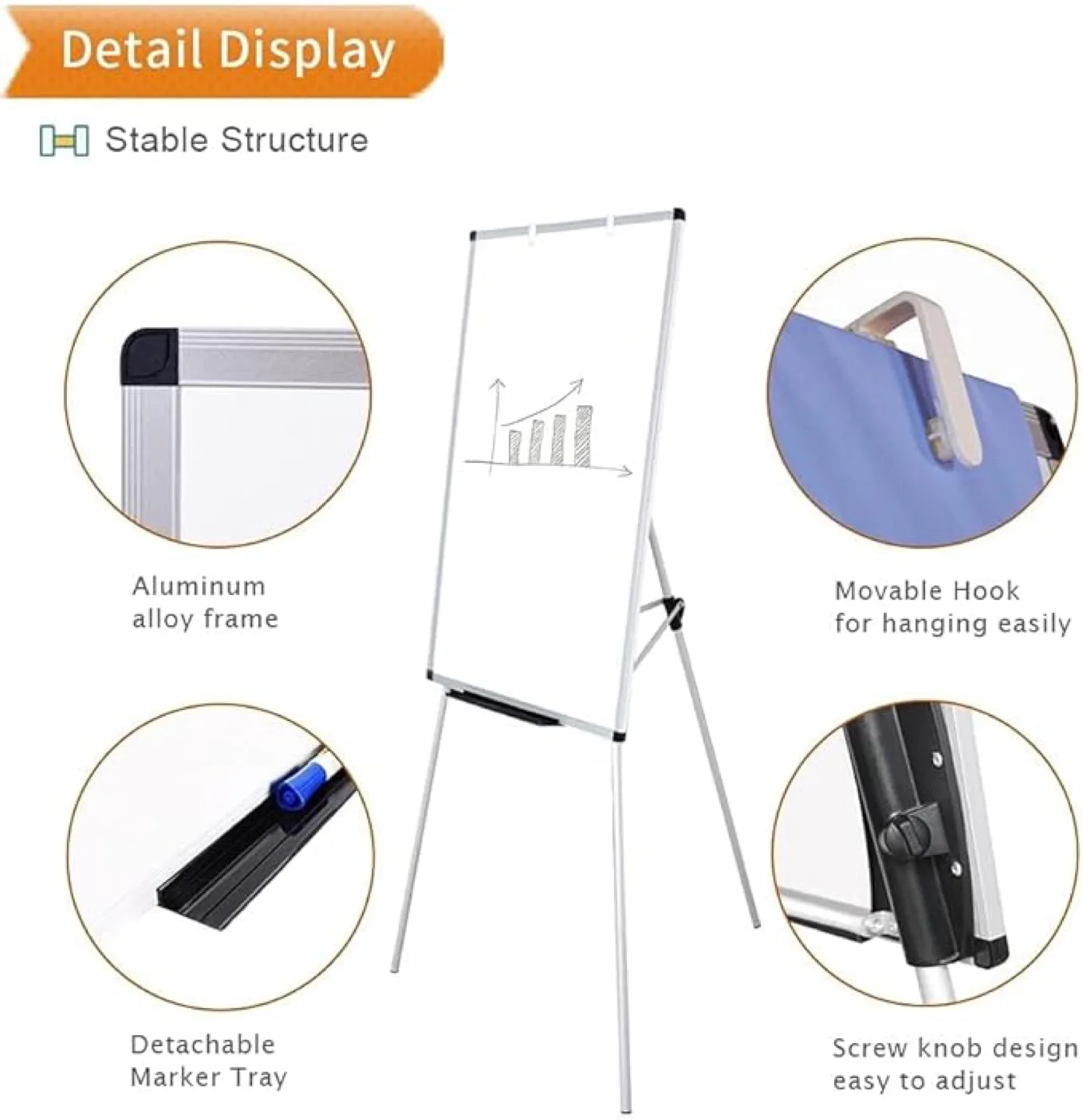 Whiteboard Easel – 36x24" with Flip Chart, Markers & Accessories image indicator(7)