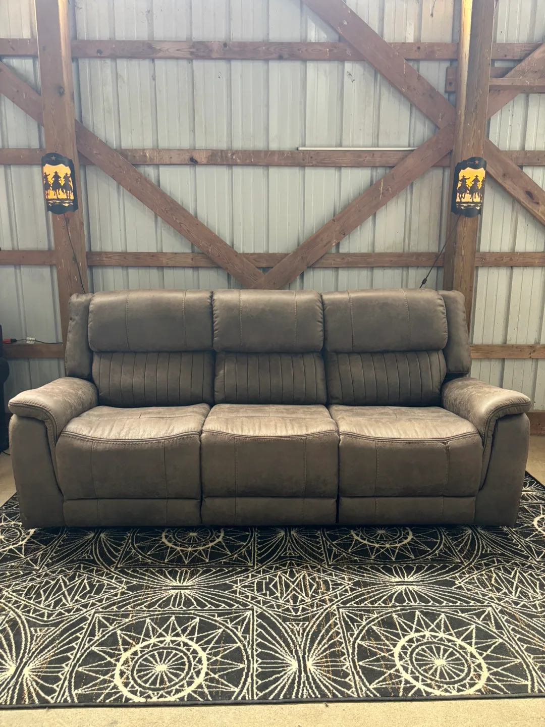 Beautiful Light Brown Leather Reclining Sofa thumbnail