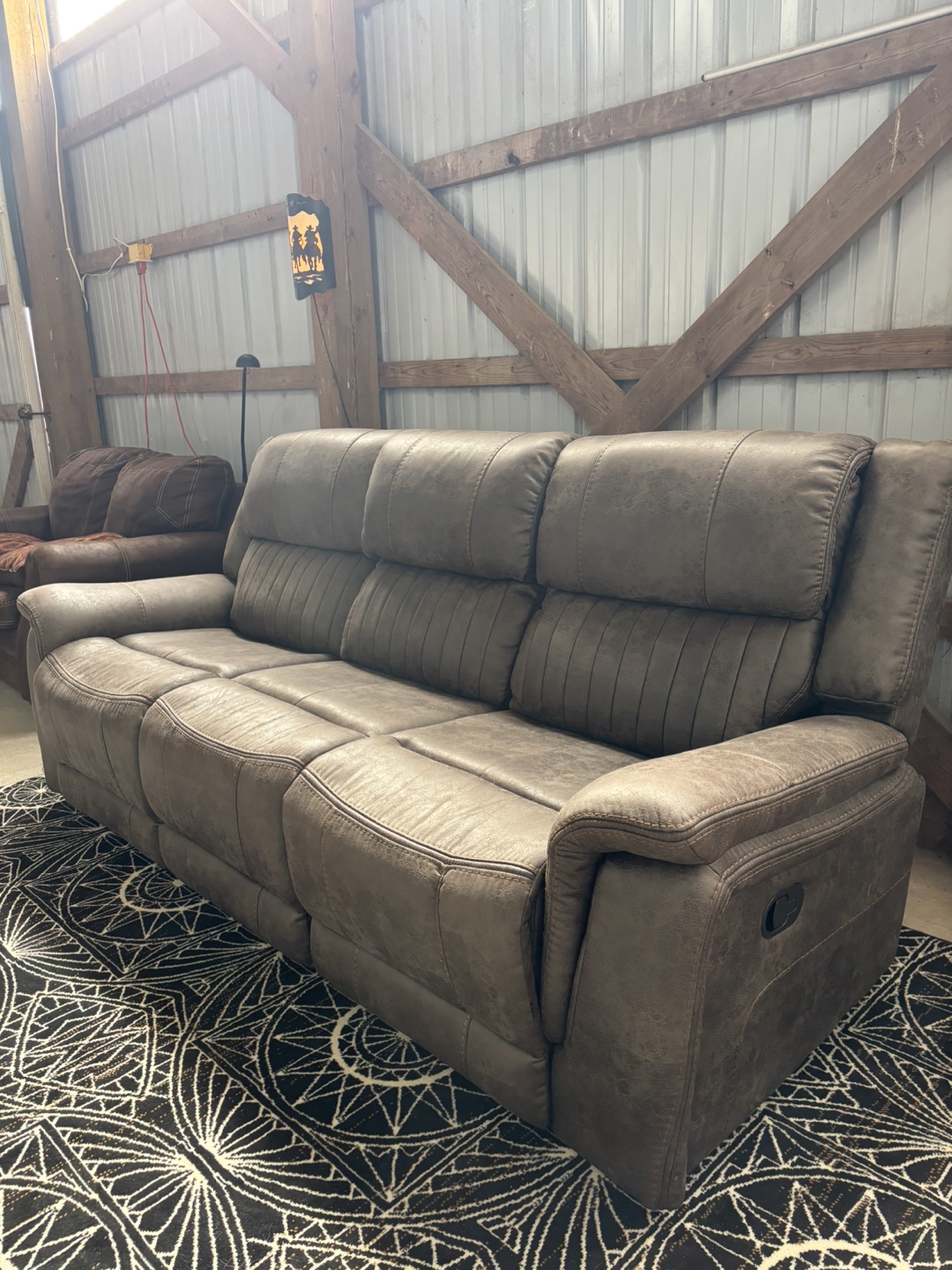 Beautiful Light Brown Leather Reclining Sofa - photo 3