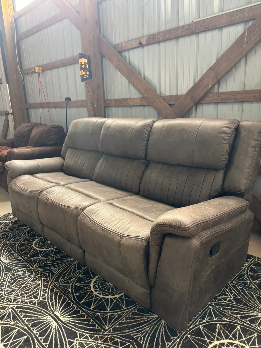 Beautiful Light Brown Leather Reclining Sofa image indicator(3)