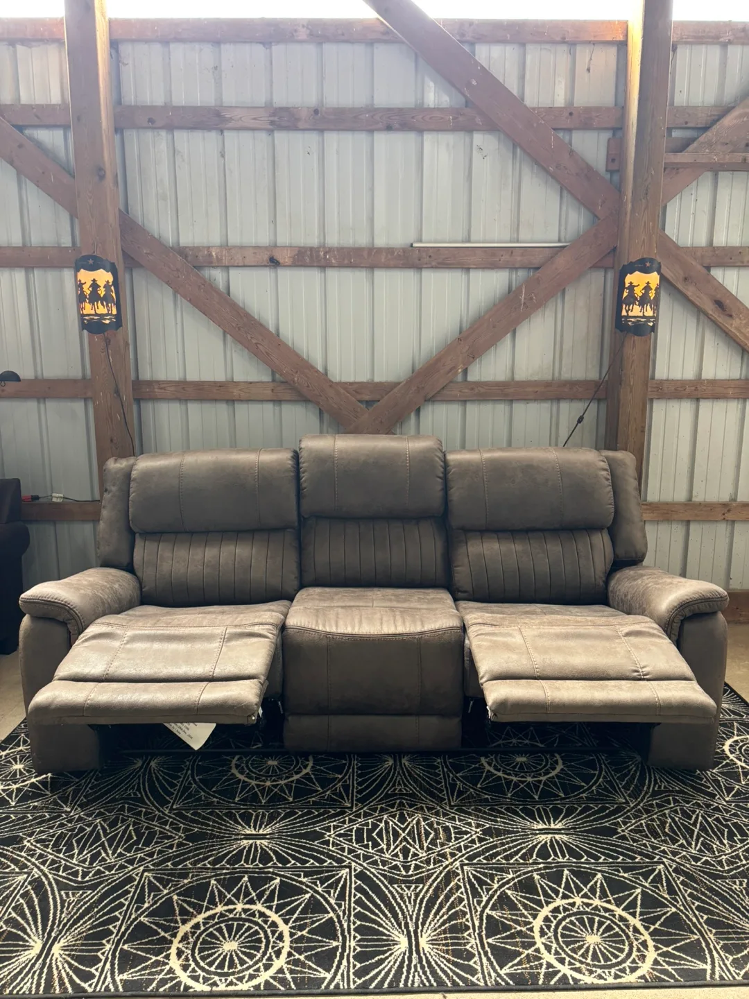 Beautiful Light Brown Leather Reclining Sofa image indicator(4)