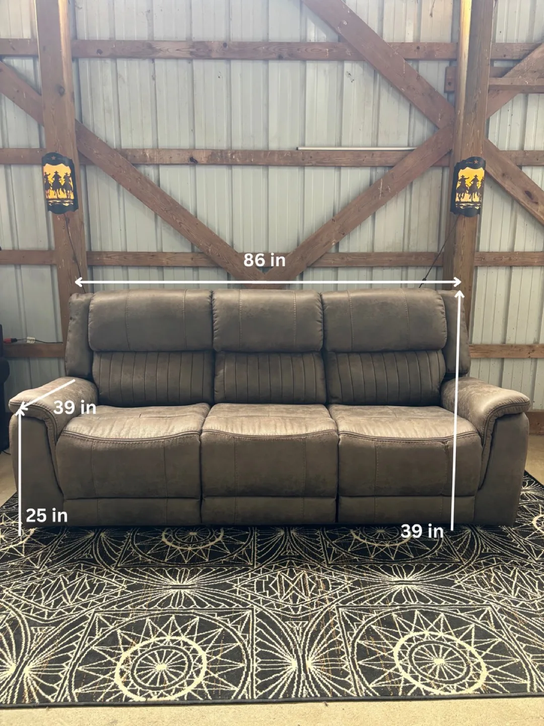 Beautiful Light Brown Leather Reclining Sofa image indicator(8)