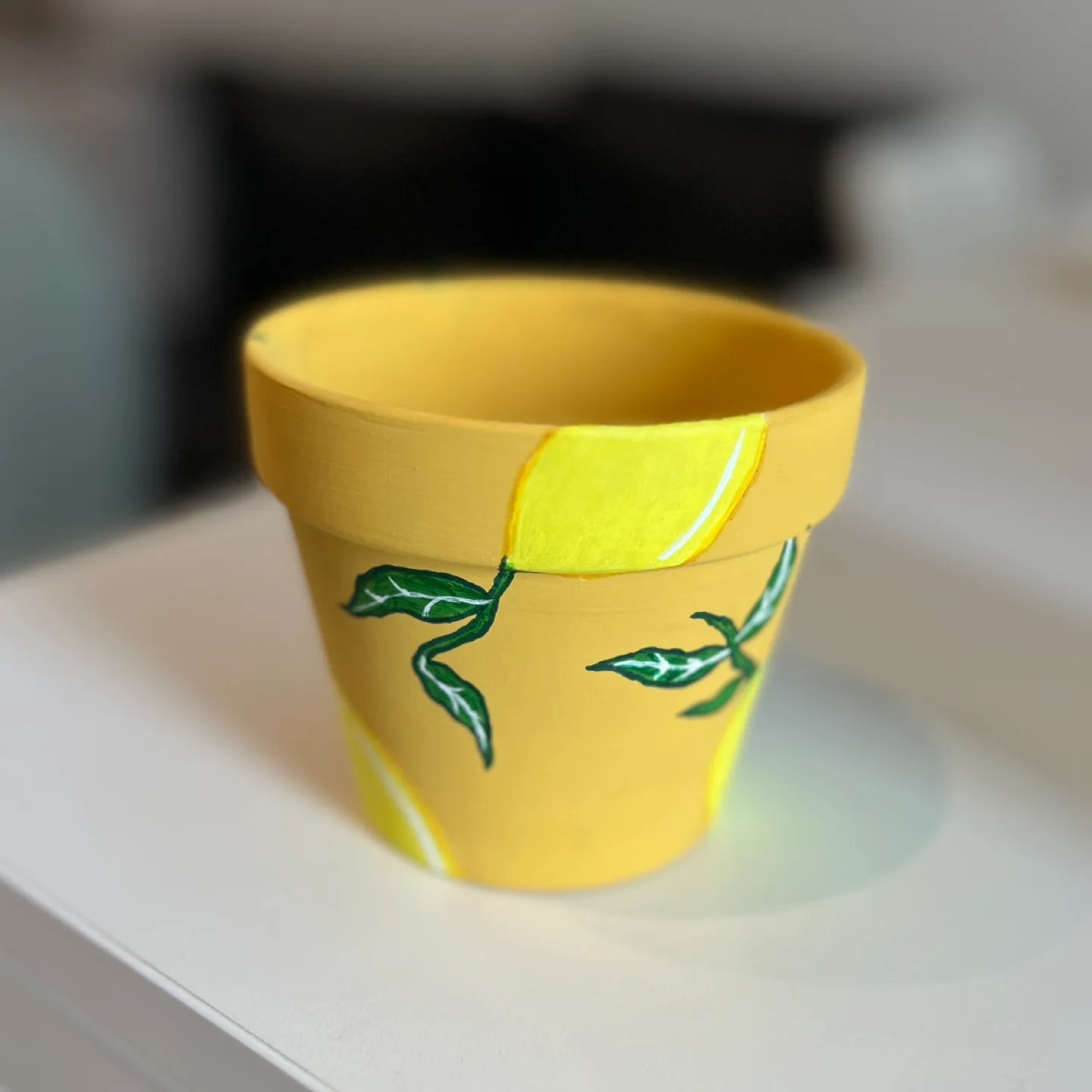 Hand painted clay flower pot thumbnail