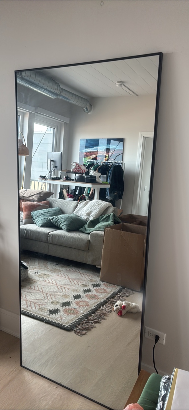 Full Length Floor Mirror with Black Frame